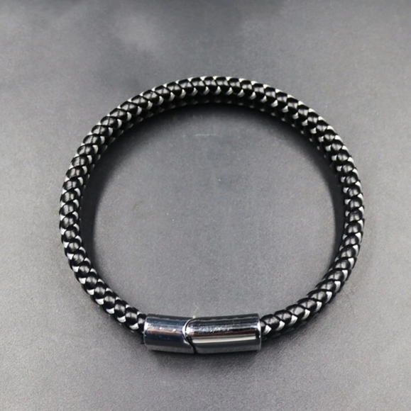 Men Two Tone Braided Bracelet - Picture 2 of 4